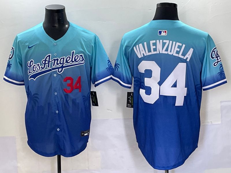 Men 2025 Los Angeles Dodgers 34 Valenzuela Blue Nike MLB Jersey Daoqite style 3